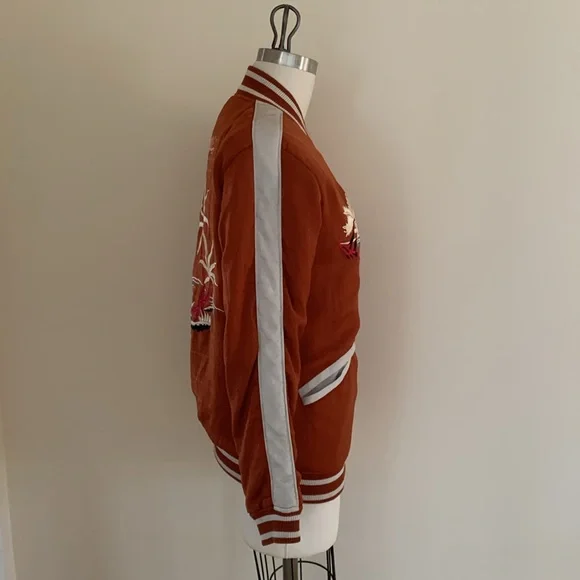 Capulet Womens Hawaii Mai Tai Bomber Jacket Orange And Cream Size Small - Picture 4 of 5